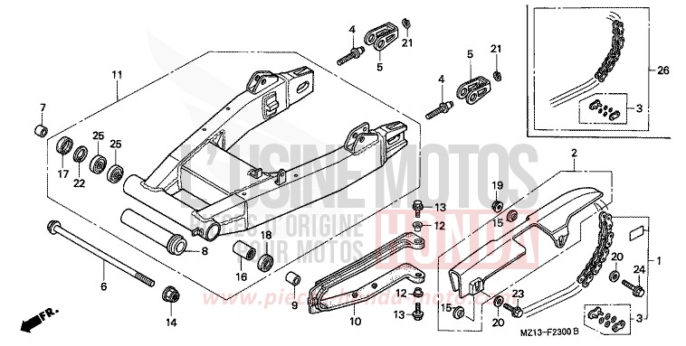 SWINGARM for CB1000F "Big One" PEARL FADELESS WHITE (NH341K) from 1993